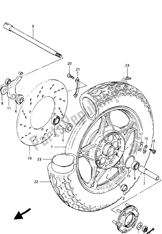 Tutte le parti per il Ruota Posteriore del Suzuki GS 1100G 1986