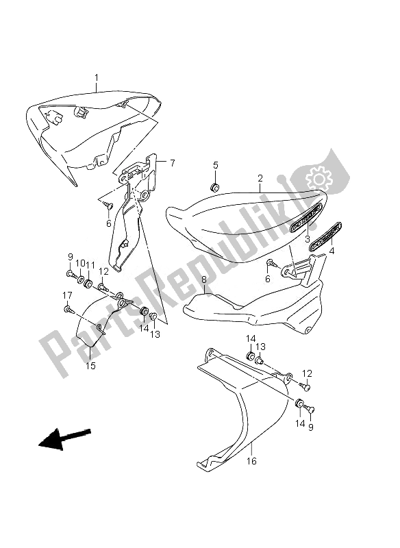 Tutte le parti per il Coperchio Laterale (vzr1800z-zuf) del Suzuki VZR 1800 Rnzr M Intruder 2010