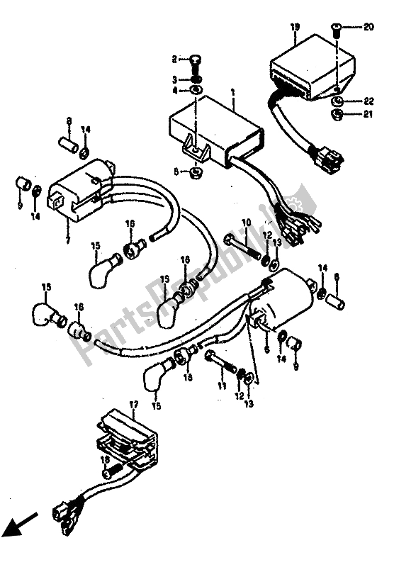 Todas as partes de Elétrico do Suzuki RG 500C Gamma 1987