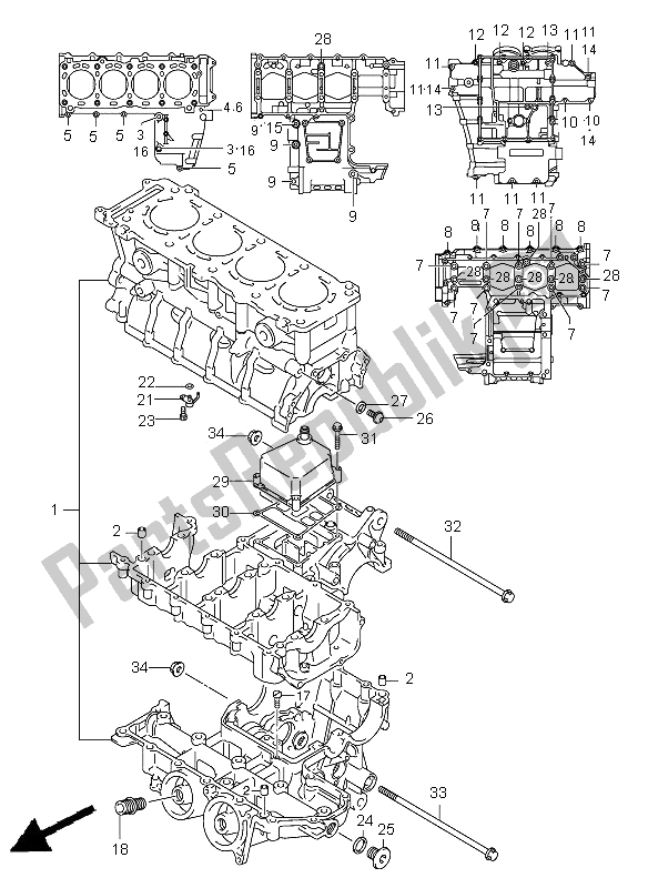 Todas as partes de Bloco Do Motor do Suzuki GSX R 600 2001