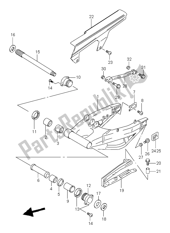 Tutte le parti per il Braccio Oscillante Posteriore del Suzuki TL 1000R 1999