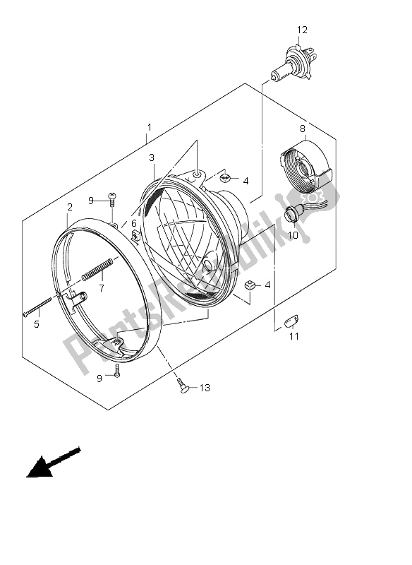 All parts for the Headlamp Assy of the Suzuki GSX 1400 2005