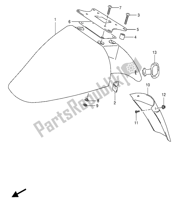 All parts for the Front Fender of the Suzuki VX 800U 1992