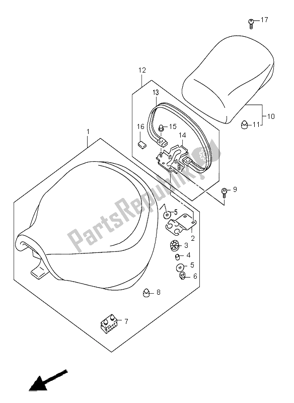 All parts for the Seat of the Suzuki VL 800 Volusia 2002