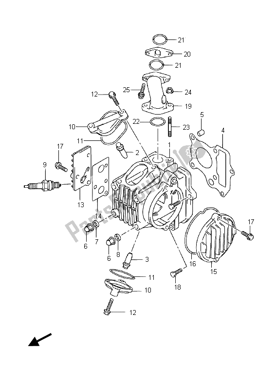 Alle onderdelen voor de Cilinderkop van de Suzuki DR Z 70 2015