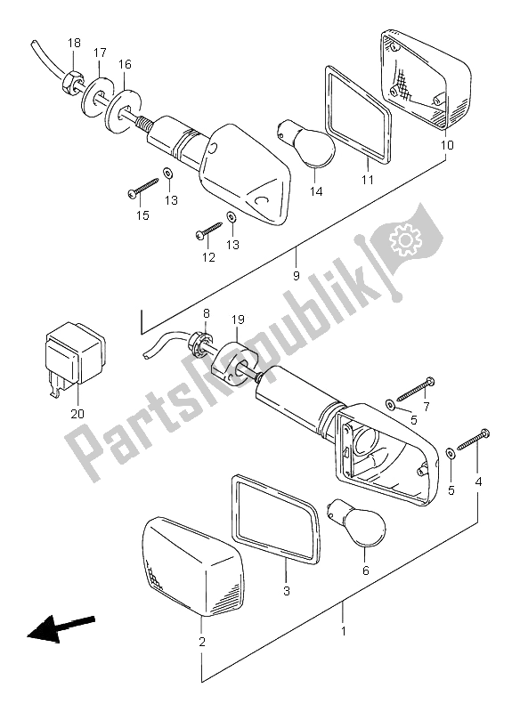 All parts for the Turn Signal Lamp of the Suzuki GSF 600N Bandit 1995