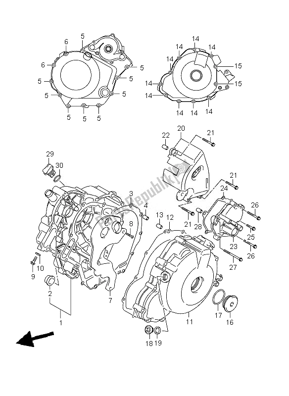 Alle onderdelen voor de Carter Deksel van de Suzuki DL 1000 V Strom 2010