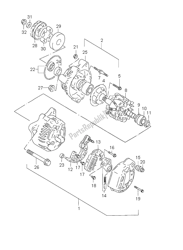 Tutte le parti per il Alternatore del Suzuki GSX 750F 1999