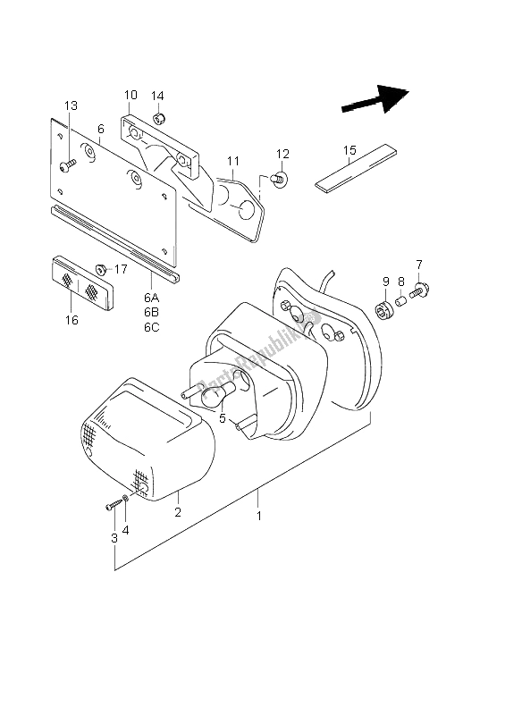 All parts for the Rear Combination Lamp of the Suzuki VL 1500 Intruder LC 1999