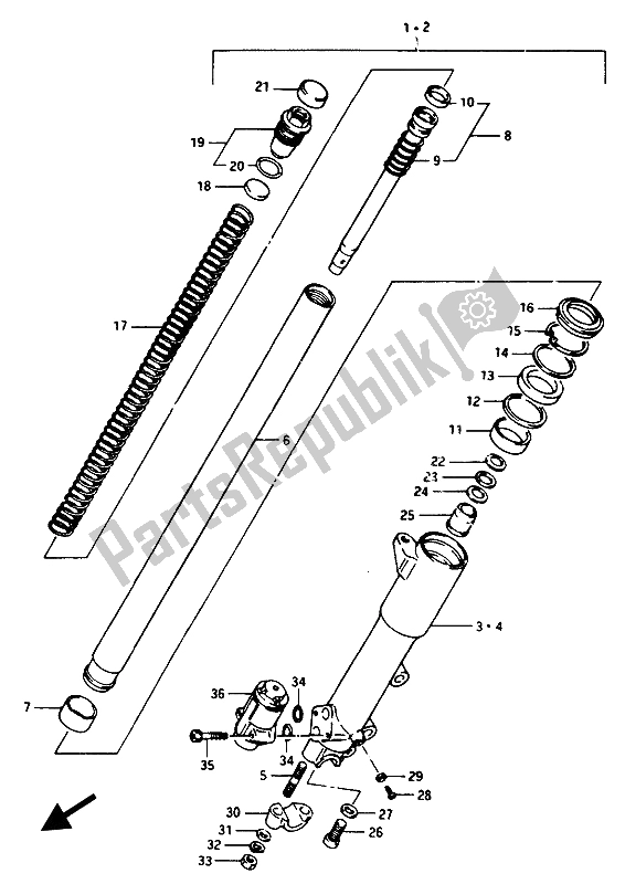 Tutte le parti per il Ammortizzatore Anteriore del Suzuki GSX 1100 1150 Eesef 1985