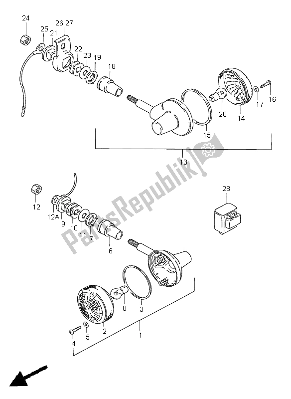 Alle onderdelen voor de Richtingaanwijzerlamp (e1-p37) van de Suzuki GN 250E 1996