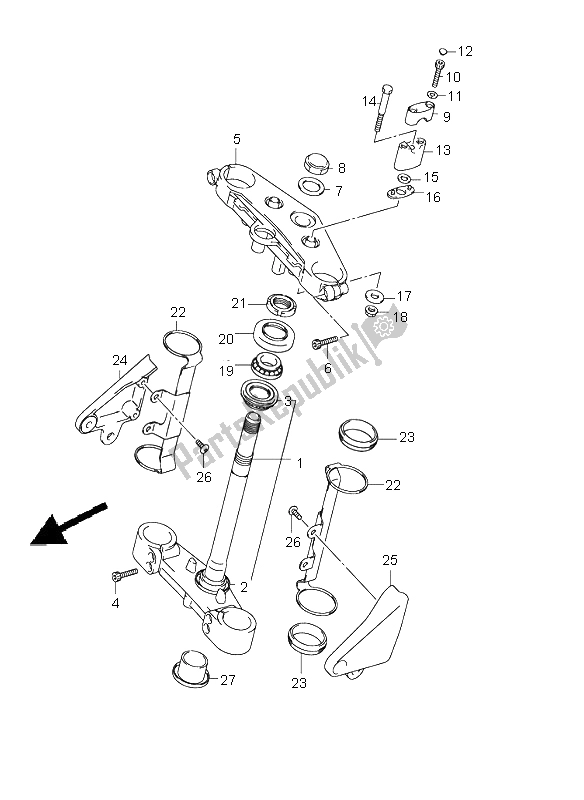 Tutte le parti per il Gambo Dello Sterzo del Suzuki GSX 1400 2004