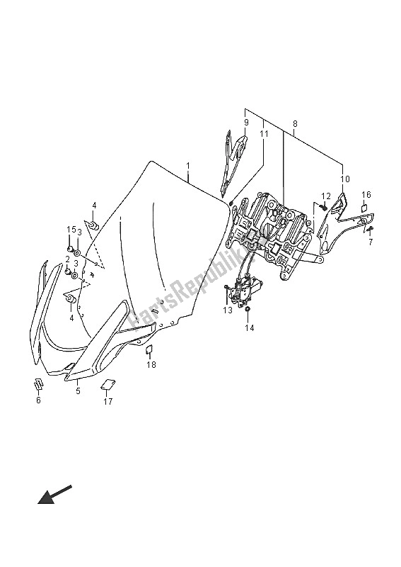 All parts for the Windscreen of the Suzuki AN 650Z Burgman Executive 2016