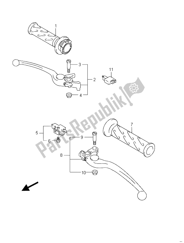 All parts for the Handle Lever (gsf650a) of the Suzuki GSF 650 Sasa Bandit 2011