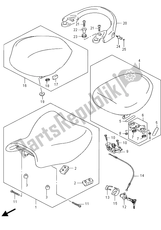 Toutes les pièces pour le Siège du Suzuki GSX 1300 RA Hayabusa 2015