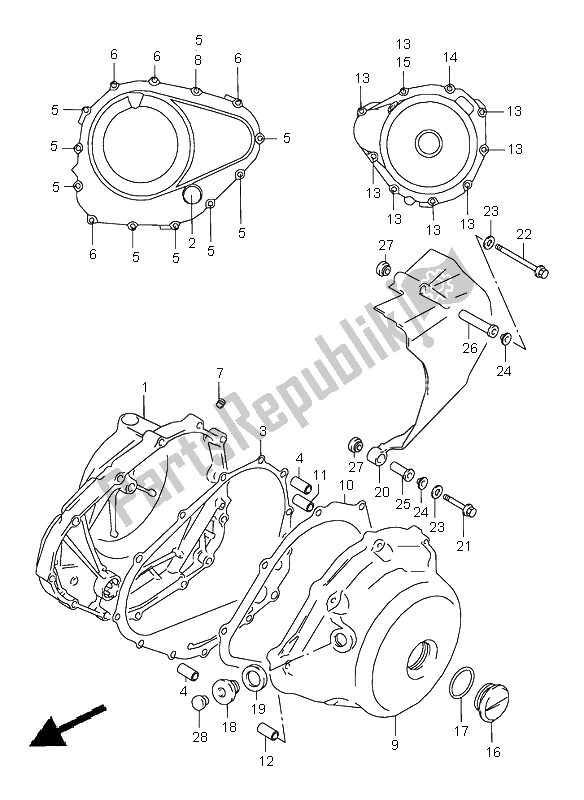 Wszystkie części do Pokrywa Skrzyni Korbowej Suzuki VZ 800 Marauder 2001