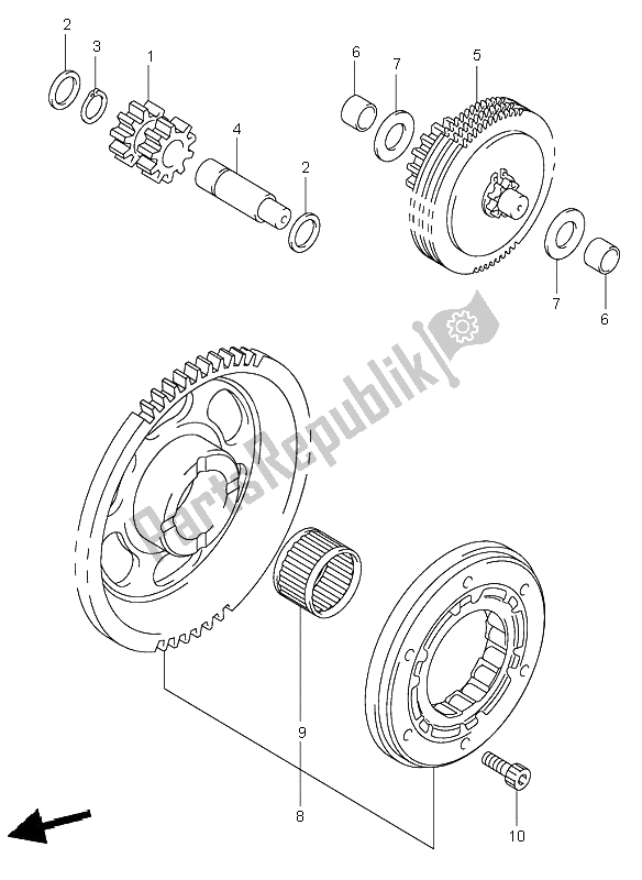 All parts for the Starter Clutch of the Suzuki DR Z 400S 2003