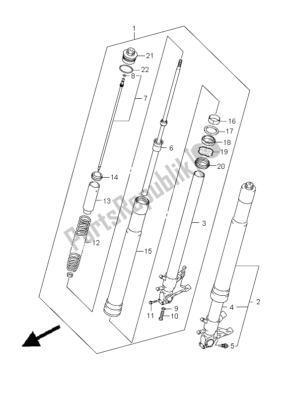 All parts for the Front Damper of the Suzuki GSX R 600 2008