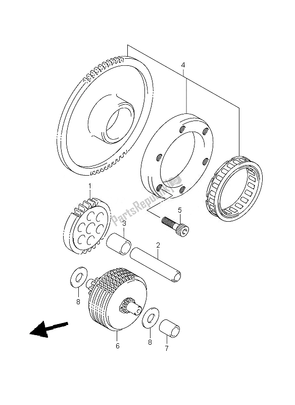 All parts for the Starter Clutch of the Suzuki DL 1000 V Strom 2007