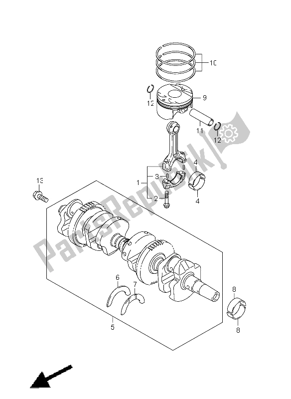 All parts for the Crankshaft of the Suzuki GSF 1250A Bandit 2011