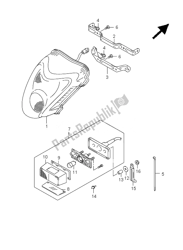 All parts for the Rear Combination Lamp of the Suzuki GSX 1300R Hayabusa 2010