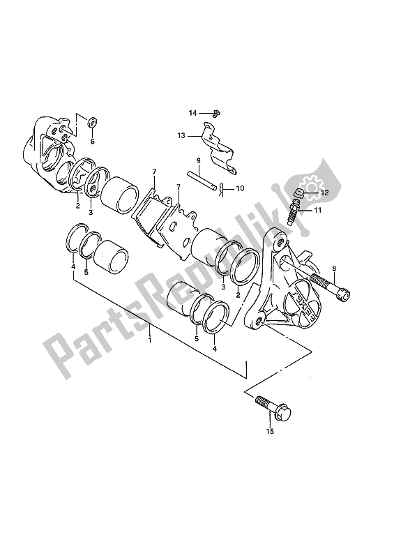 All parts for the Front Caliper (e22) of the Suzuki GSF 400 Bandit 1993