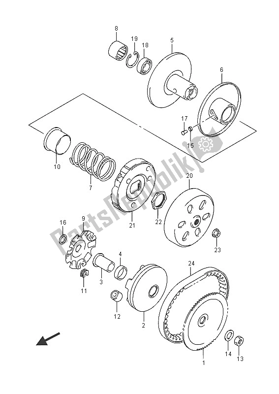 All parts for the Transmission (1) of the Suzuki LT Z 50 Quadsport 2016