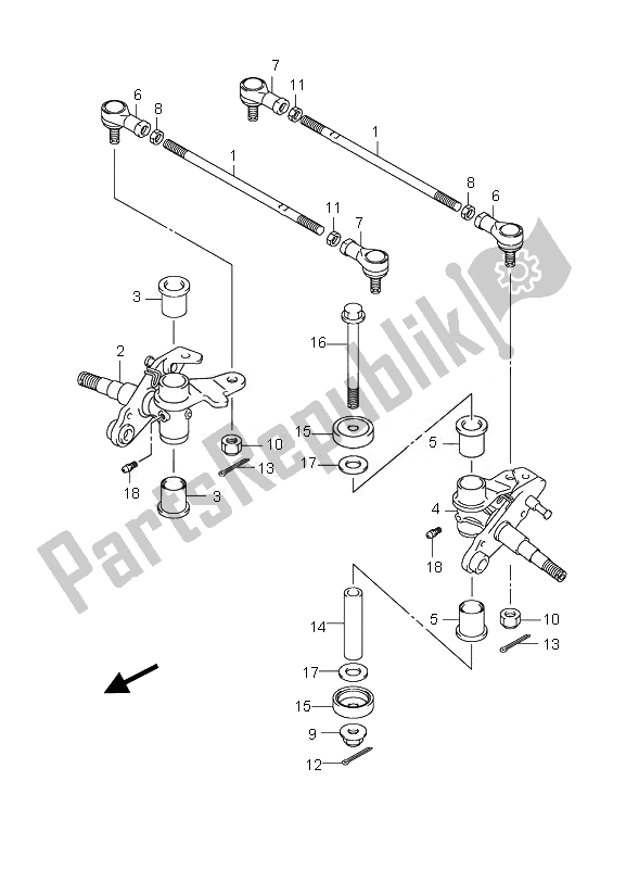 All parts for the Knuckle Arm of the Suzuki LT Z 90 4T Quadsport 2010