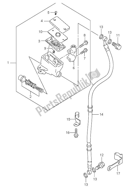 All parts for the Front Master Cylinder of the Suzuki VL 250 Intruder 2006
