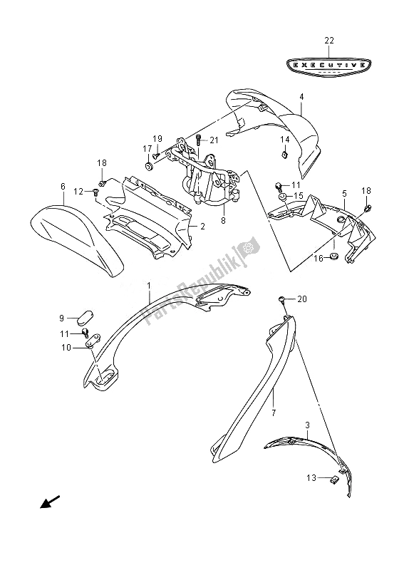 All parts for the Pillion Rider Handle (an650z E19) of the Suzuki AN 650Z Burgman Executive 2014