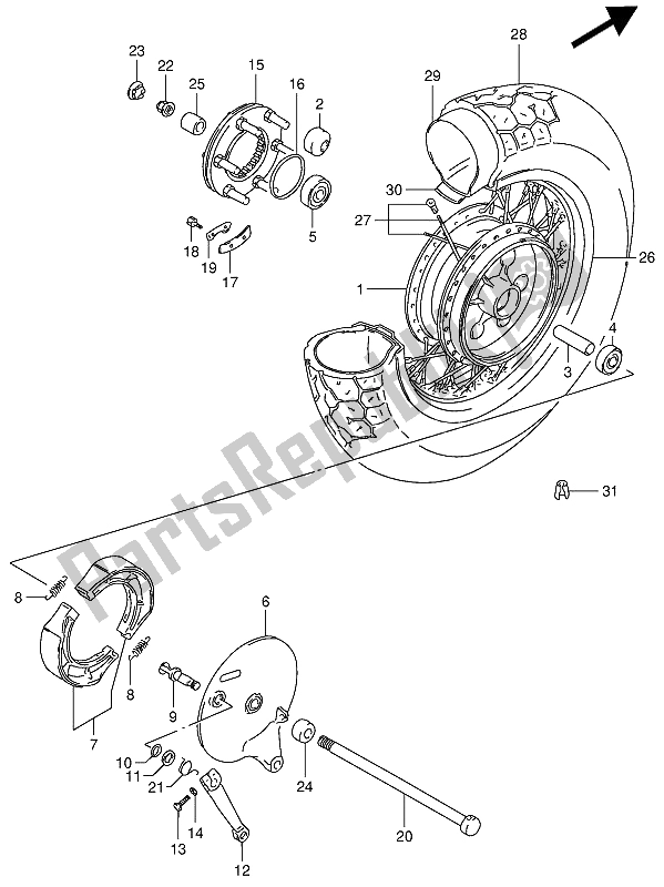 Tutte le parti per il Ruota Posteriore del Suzuki VS 800 GL Intruder 1994