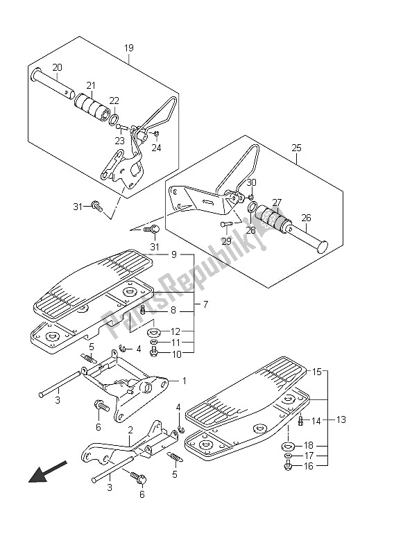 Toutes les pièces pour le Repose-pieds (vlr1800 E24) du Suzuki C 1800R VLR 1800 Intruder 2011