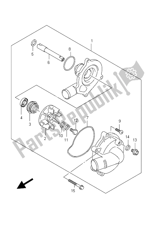All parts for the Water Pump of the Suzuki GSX R 750 2012