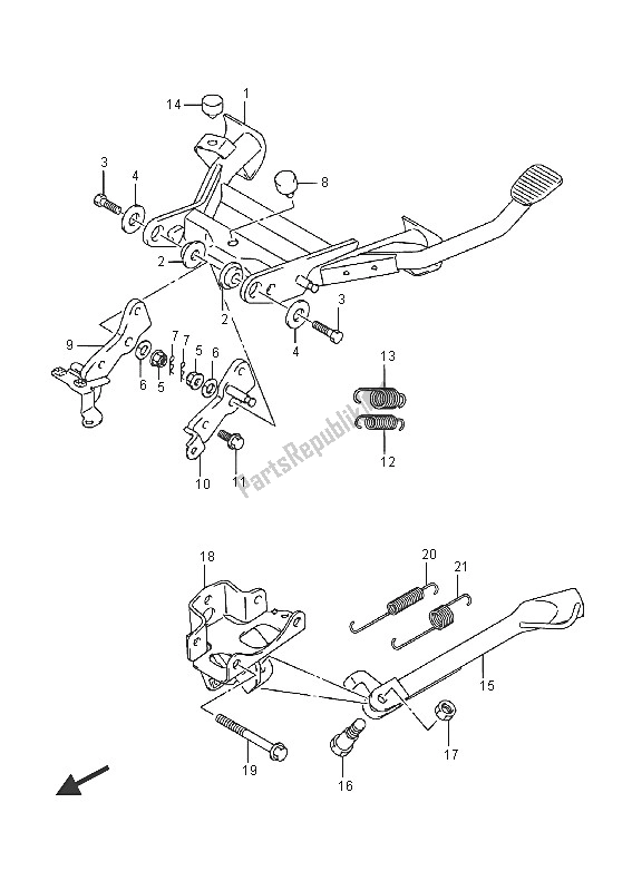 All parts for the Stand of the Suzuki AN 650Z Burgman Executive 2016