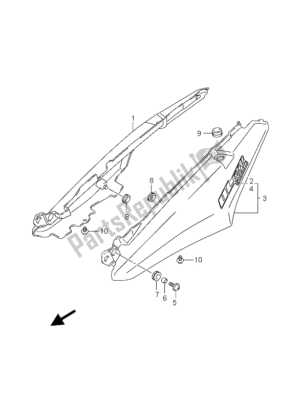 All parts for the Seat Tail Cover of the Suzuki DL 650 V Strom 2006