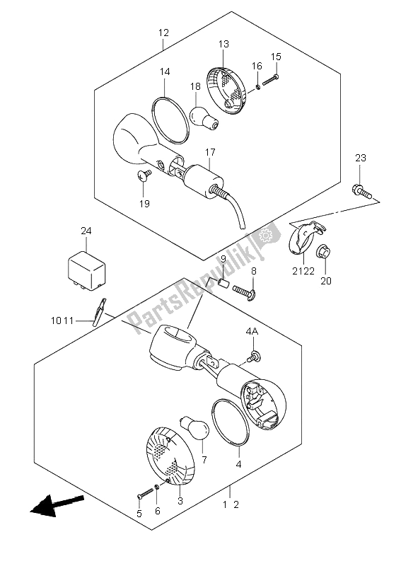 Tutte le parti per il Indicatore Di Direzione del Suzuki VL 125 Intruder 2001