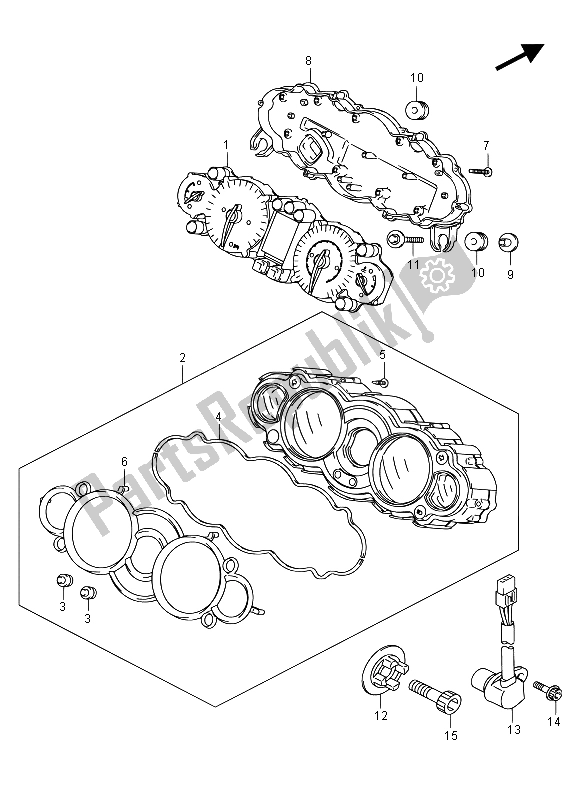 Toutes les pièces pour le Compteur De Vitesse (gsx1300rauf E19) du Suzuki GSX 1300 RA Hayabusa 2015