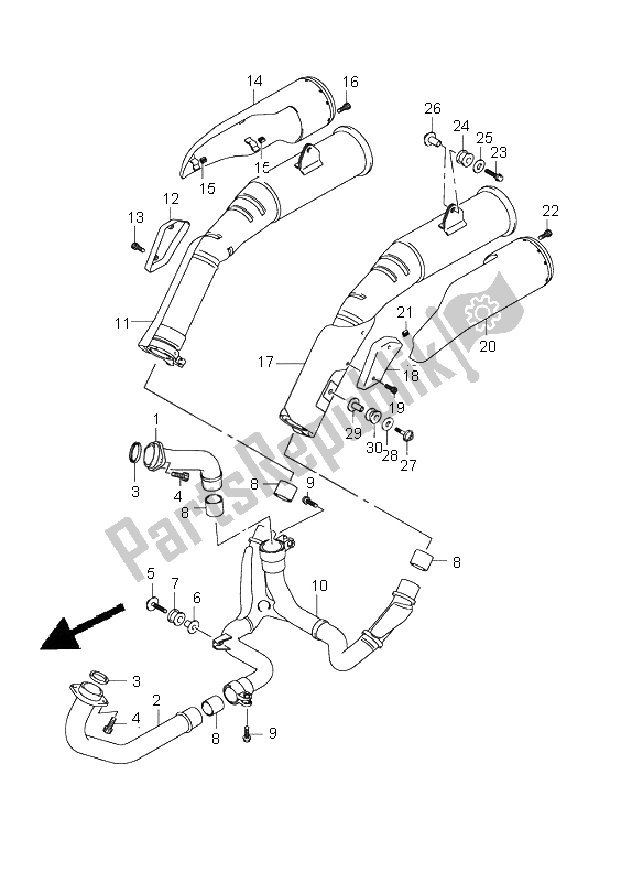 Alle onderdelen voor de Geluiddemper van de Suzuki DL 1000 V Strom 2006