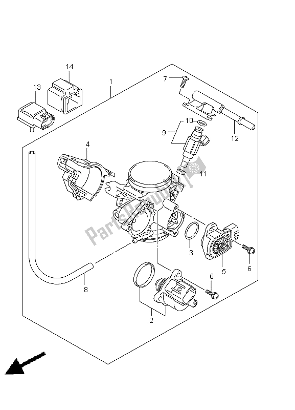 All parts for the Throttle Body of the Suzuki LT A 750 XPZ Kingquad AXI 4X4 2012