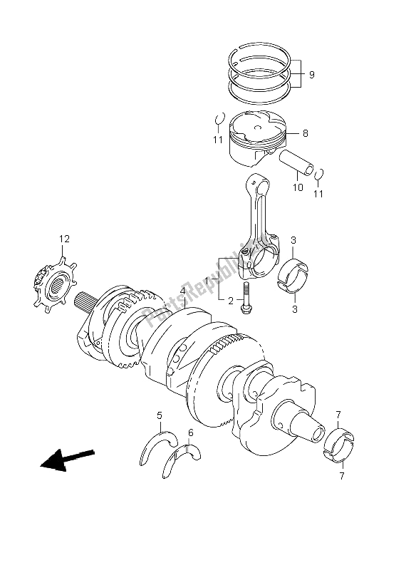 All parts for the Crankshaft of the Suzuki GSX R 1000 2001