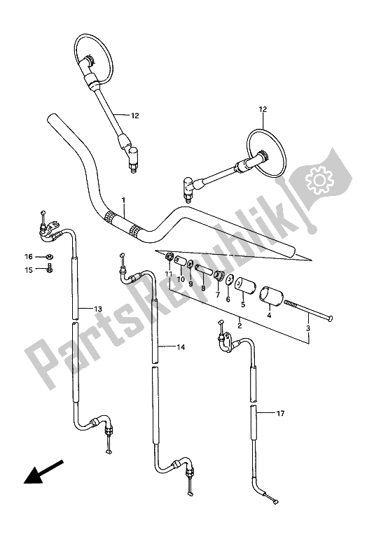 All parts for the Handlebar of the Suzuki GSX 1100G 1993