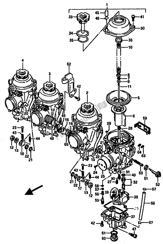 All parts for the Carburetor of the Suzuki GSX R 750R 1989