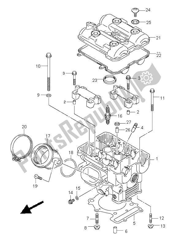 Tutte le parti per il Testata Posteriore del Suzuki DL 1000 V Strom 2004