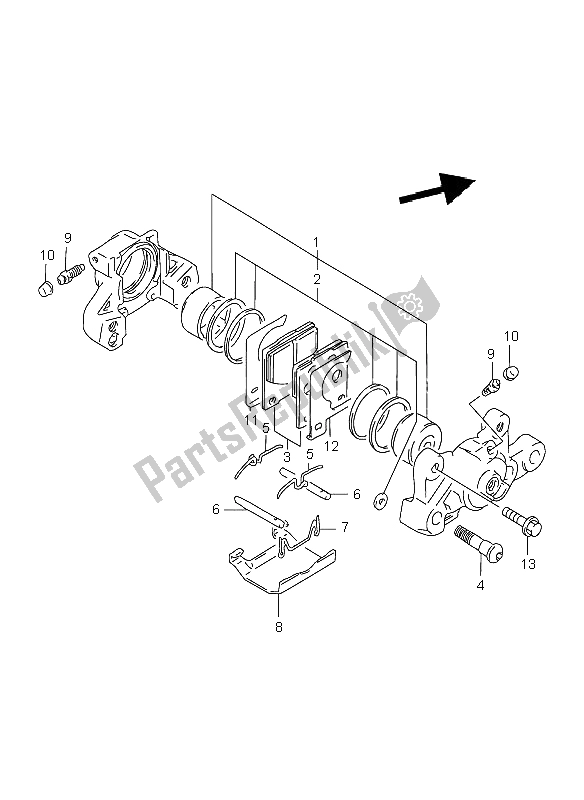 All parts for the Rear Caliper of the Suzuki TL 1000R 1998