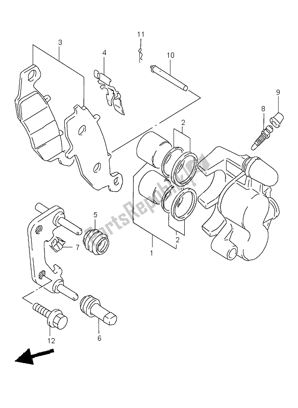 All parts for the Front Caliper of the Suzuki GSX 600F 2001