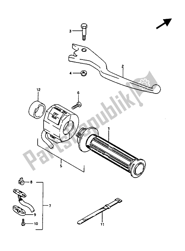 Alle onderdelen voor de Schakelaar Rechter Handvat (gv1400gt) van de Suzuki GV 1400 Gdgcgt 1986
