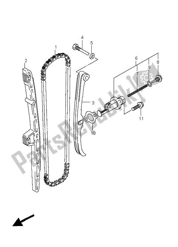 All parts for the Cam Chain of the Suzuki LT A 400F Kingquad 4X4 2008