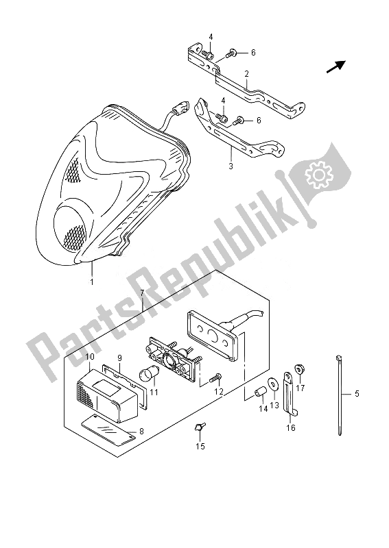 Toutes les pièces pour le Feu Arrière Combiné (gsx1300ra E02) du Suzuki GSX 1300 RA Hayabusa 2014