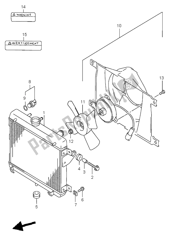 All parts for the Radiator of the Suzuki LT A 500F Quadmaster 2000