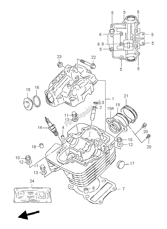 All parts for the Cylinder Head of the Suzuki DR 125 SE 1998